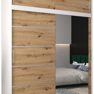 Szafa przesuwna Verona 2 200 biały + artisan z nadstawką 97323 Szafa przesuwna Verona 2 200 biały + artisan z nadstawką 97323