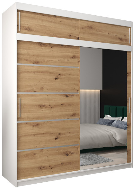 Szafa przesuwna Verona 2 200 biały + artisan z nadstawką 97323