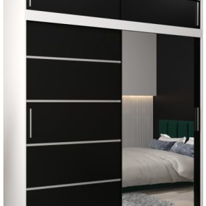 Szafa przesuwna Verona 2 200 biały + czarny z nadstawką 97293 Szafa przesuwna Verona 2 200 biały + czarny z nadstawką 97293