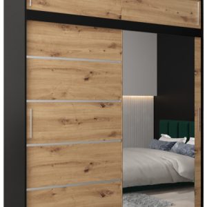 Szafa przesuwna Verona 2 200 czarny + artisan z nadstawką 96968 Szafa przesuwna Verona 2 200 czarny + artisan z nadstawką 96968