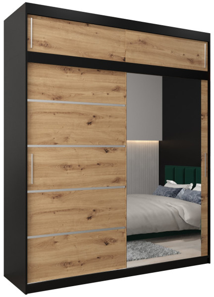 Szafa przesuwna Verona 2 200 czarny + artisan z nadstawką 96968
