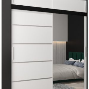 Szafa przesuwna Verona 2 200 czarny + biały z nadstawką 96972 Szafa przesuwna Verona 2 200 czarny + biały z nadstawką 96972