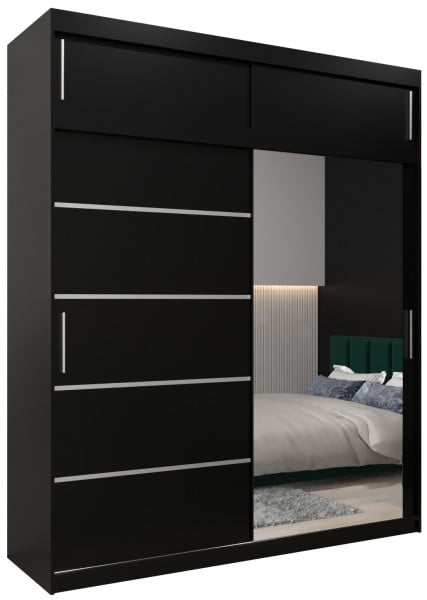 Szafa przesuwna Verona 2 200 czarny + czarny z nadstawką 97309