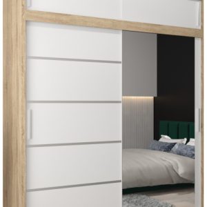 Szafa przesuwna Verona 2 200 sonoma + biały z nadstawką 97399 Szafa przesuwna Verona 2 200 sonoma + biały z nadstawką 97399