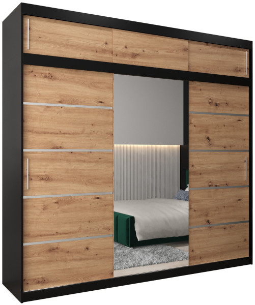 Szafa przesuwna Verona 2 250 czarny + artisan z nadstawką 97349
