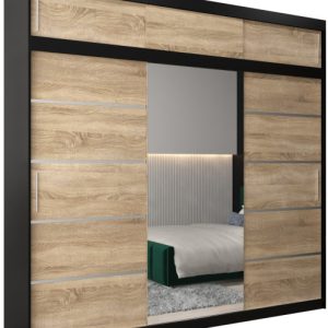 Szafa przesuwna Verona 2 250 czarny + sonoma z nadstawką 97135 Szafa przesuwna Verona 2 250 czarny + sonoma z nadstawką 97135