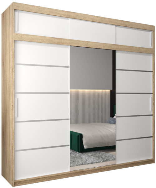 Szafa przesuwna Verona 2 250 sonoma + biały z nadstawką 97391