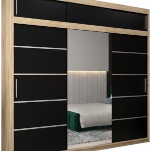 Szafa przesuwna Verona 2 250 sonoma + czarny z nadstawką 96957 Szafa przesuwna Verona 2 250 sonoma + czarny z nadstawką 96957