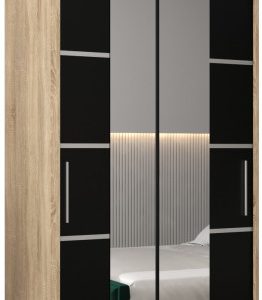 Szafa przesuwna Verona 4 100 sonoma + czarny z nadstawką 96985