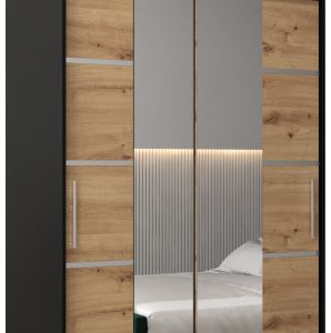 Szafa przesuwna Verona 4 120 czarny + artisan z nadstawką 97366