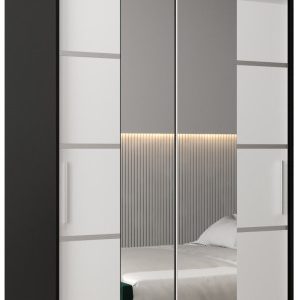 Szafa przesuwna Verona 4 120 czarny + biały z nadstawką 96955