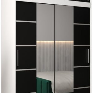Szafa przesuwna Verona 4 150 biały + czarny z nadstawką 97314 Szafa przesuwna Verona 4 150 biały + czarny z nadstawką 97314