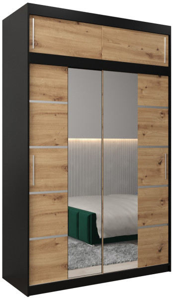 Szafa przesuwna Verona 4 150 czarny + artisan z nadstawką 97178