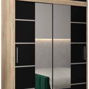 Szafa przesuwna Verona 4 150 sonoma + czarny z nadstawką 97209 Szafa przesuwna Verona 4 150 sonoma + czarny z nadstawką 97209