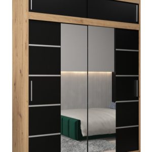 Szafa przesuwna Verona 4 180 artisan + czarny z nadstawką 97514 Szafa przesuwna Verona 4 180 artisan + czarny z nadstawką 97514