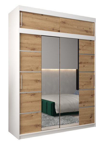 Szafa przesuwna Verona 4 180 biały + artisan z nadstawką 97017