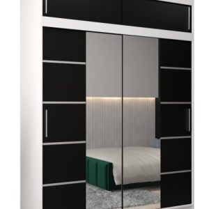 Szafa przesuwna Verona 4 180 biały + czarny z nadstawką 97085 Szafa przesuwna Verona 4 180 biały + czarny z nadstawką 97085
