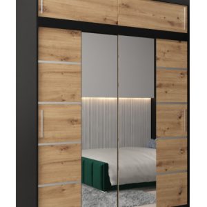 Szafa przesuwna Verona 4 180 czarny + artisan z nadstawką 97107 Szafa przesuwna Verona 4 180 czarny + artisan z nadstawką 97107