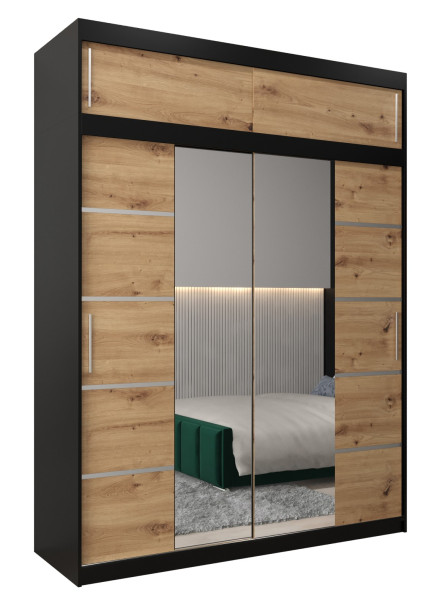 Szafa przesuwna Verona 4 180 czarny + artisan z nadstawką 97107