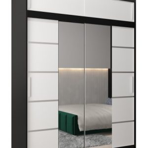 Szafa przesuwna Verona 4 180 czarny + biały z nadstawką 97541 Szafa przesuwna Verona 4 180 czarny + biały z nadstawką 97541
