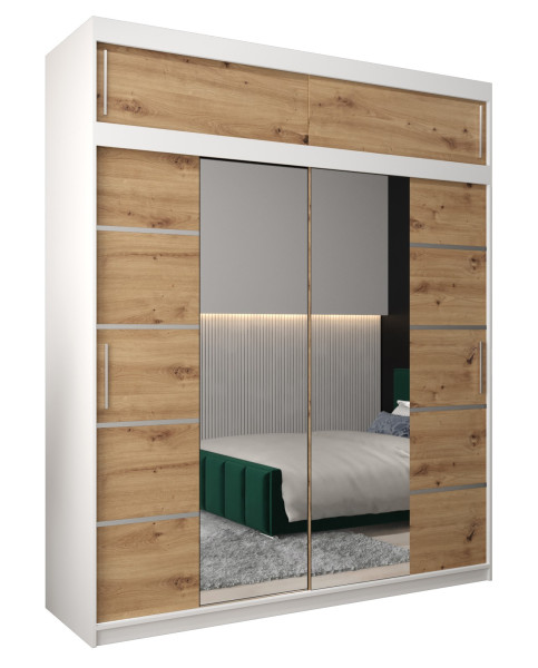 Szafa przesuwna Verona 4 200 biały + artisan z nadstawką 97296