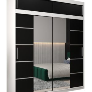 Szafa przesuwna Verona 4 200 biały + czarny z nadstawką 97376 Szafa przesuwna Verona 4 200 biały + czarny z nadstawką 97376