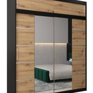 Szafa przesuwna Verona 4 200 czarny + artisan z nadstawką 97355 Szafa przesuwna Verona 4 200 czarny + artisan z nadstawką 97355