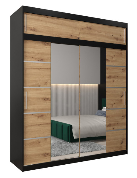 Szafa przesuwna Verona 4 200 czarny + artisan z nadstawką 97355