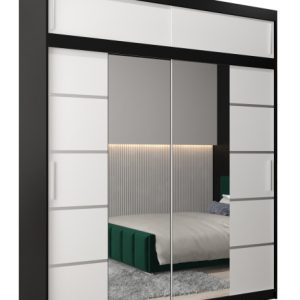 Szafa przesuwna Verona 4 200 czarny + biały z nadstawką 97174 Szafa przesuwna Verona 4 200 czarny + biały z nadstawką 97174