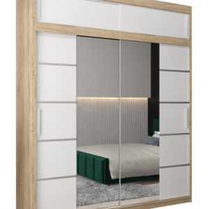 Szafa przesuwna Verona 4 200 sonoma + biały z nadstawką 97247 Szafa przesuwna Verona 4 200 sonoma + biały z nadstawką 97247