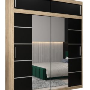 Szafa przesuwna Verona 4 200 sonoma + czarny z nadstawką 97552 Szafa przesuwna Verona 4 200 sonoma + czarny z nadstawką 97552