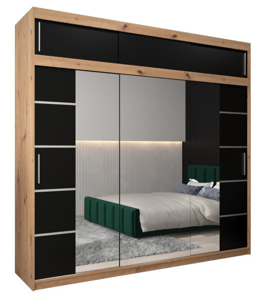 Szafa przesuwna Verona 4 250 artisan + czarny z nadstawką 97372