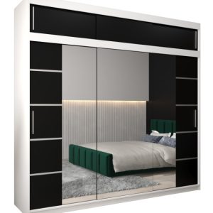 Szafa przesuwna Verona 4 250 biały + czarny z nadstawką 97540 Szafa przesuwna Verona 4 250 biały + czarny z nadstawką 97540