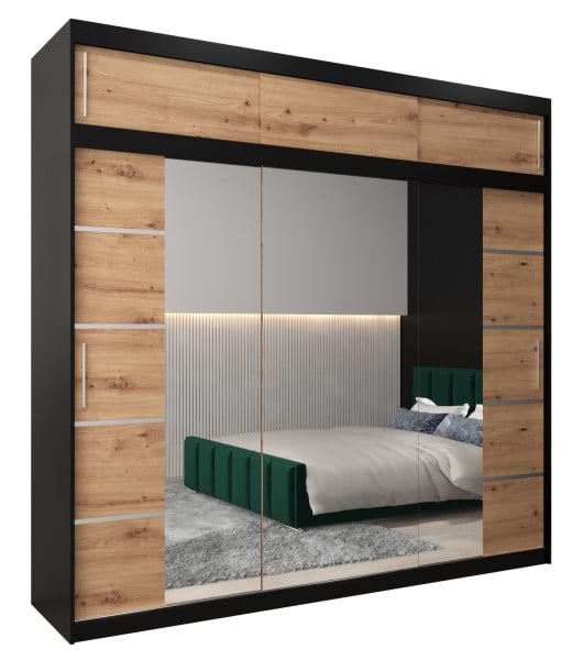 Szafa przesuwna Verona 4 250 czarny + artisan z nadstawką 97192