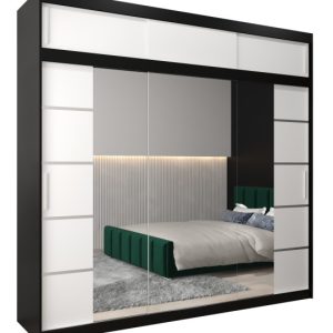 Szafa przesuwna Verona 4 250 czarny + biały z nadstawką 97084 Szafa przesuwna Verona 4 250 czarny + biały z nadstawką 97084