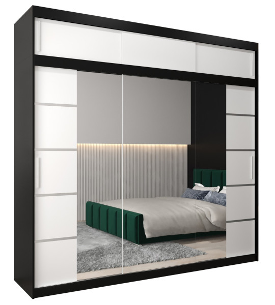 Szafa przesuwna Verona 4 250 czarny + biały z nadstawką 97084