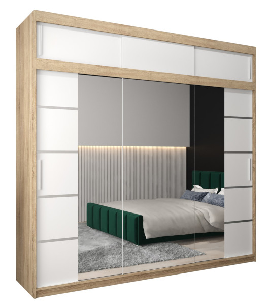 Szafa przesuwna Verona 4 250 sonoma + biały z nadstawką 97221