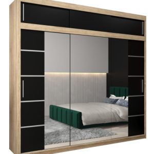 Szafa przesuwna Verona 4 250 sonoma + czarny z nadstawką 97190 Szafa przesuwna Verona 4 250 sonoma + czarny z nadstawką 97190