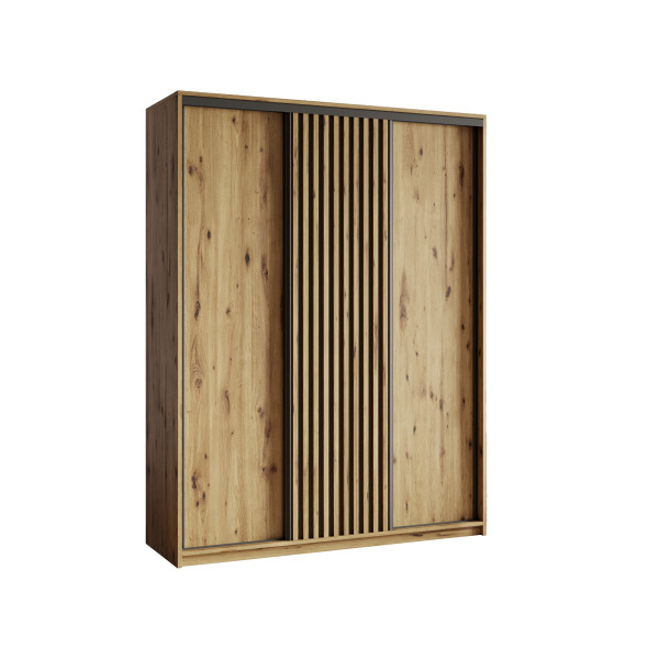 Szafa przesuwna VONTE 150 cm z lamelami Dąb artisan + Czarny 739719