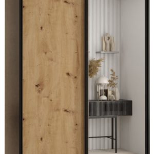 Szafa przesuwna wysoka Davos 3 140 czarny+artisan+czarny 134399 Szafa przesuwna wysoka Davos 3 140 czarny+artisan+czarny 134399