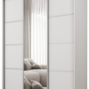Szafa przesuwna z lustrem 150 cm BEST Biały 224920 Szafa przesuwna z lustrem 150 cm BEST Biały 224920