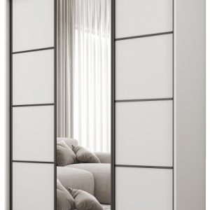 Szafa przesuwna z lustrem 150 cm BEST Biały 224909 Szafa przesuwna z lustrem 150 cm BEST Biały 224909