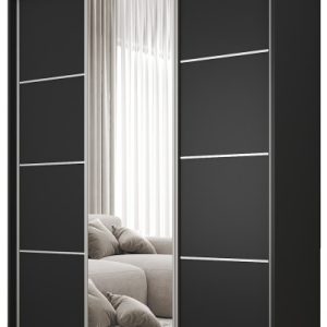 Szafa przesuwna z lustrem 150 cm BEST Czarny 224893
