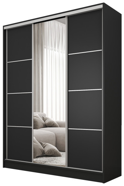 Szafa przesuwna z lustrem 150 cm BEST Czarny 224893