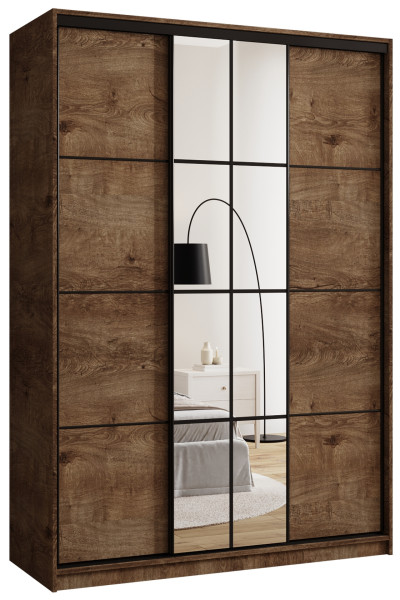 Szafa przesuwna z lustrem 150 cm EDGE dąb lefkas 671338