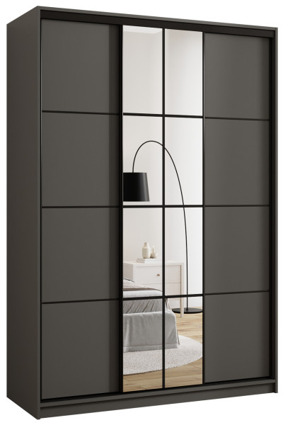 Szafa przesuwna z lustrem 150 cm EDGE grafitowa 671399