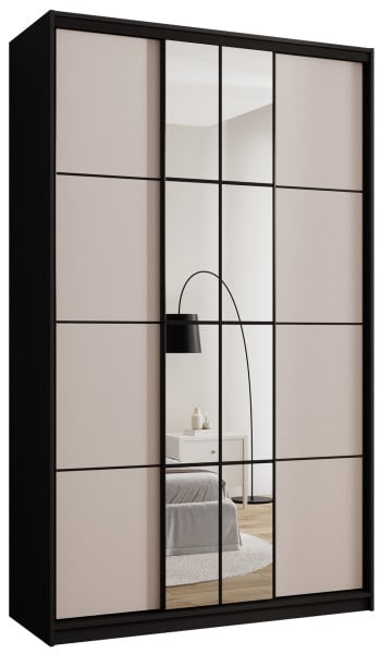 Szafa przesuwna z lustrem 150 cm EDGE MAX beżowa 671374