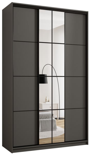 Szafa przesuwna z lustrem 150 cm EDGE MAX grafitowa 671335