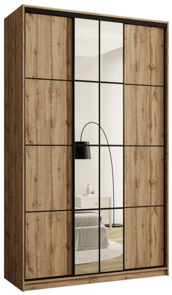 Szafa przesuwna z lustrem 150 cm EDGE MAX z drążkami 671361