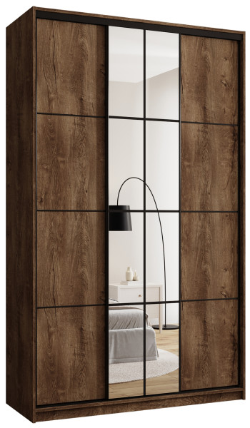 Szafa przesuwna z lustrem 150 cm EDGE MAX z drążkami 671351